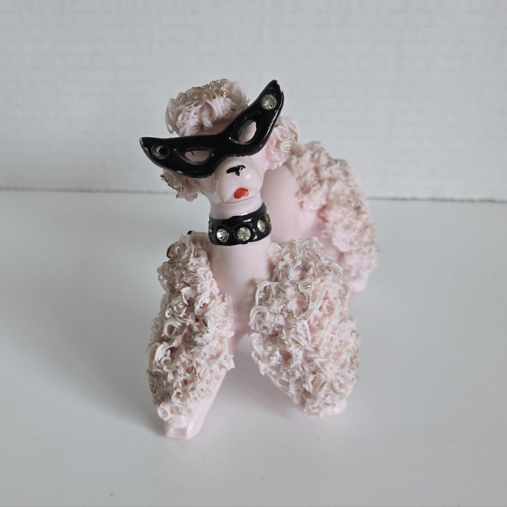 Rare Pink Spaghetti Poodle with Gasses & Rhinestone Collar